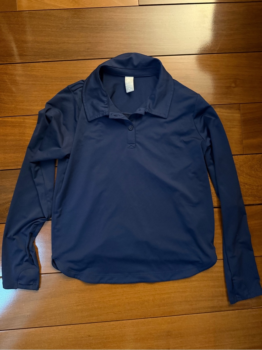 Athleta Navy Long-Sleeve Polo Shirt